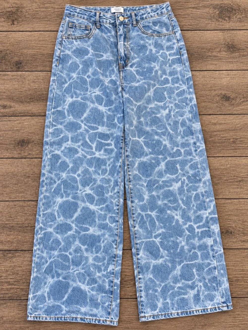 Forever 21 Premium High Rise Wide Leg Jeans Size 26 NWT Marbled Acid Wash